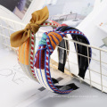 Bandeau Ethnic Wide Designer Headband Contrast Color For Women Bow Knot Hair Accessories Hairband For Girl Wholesale